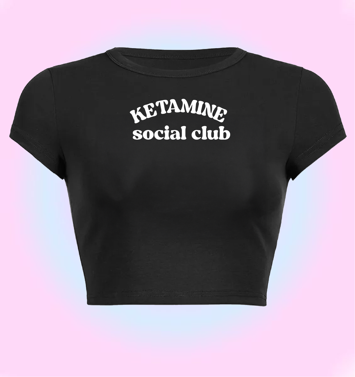"Ketamine social club" cropped y2k baby tee