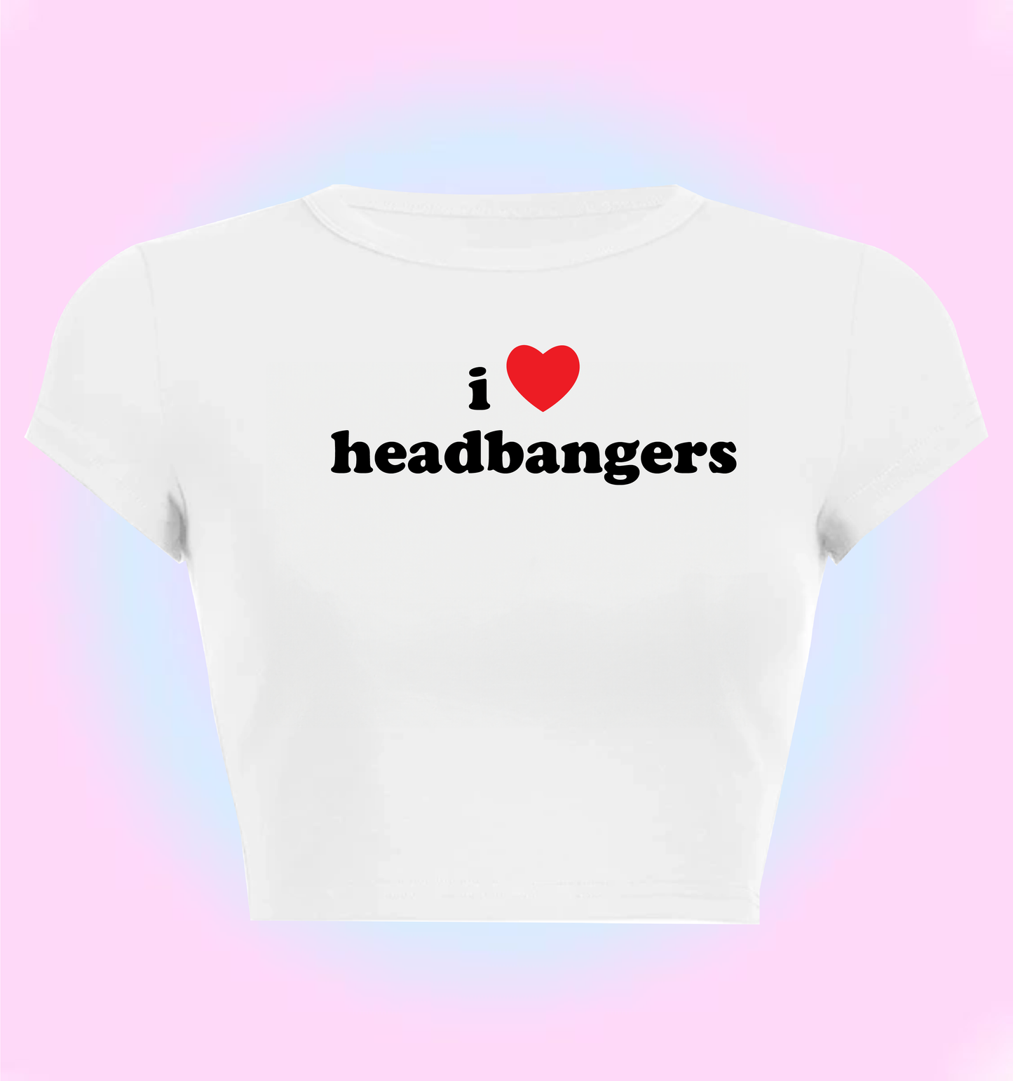 "I love headbangers" cropped y2k baby tee