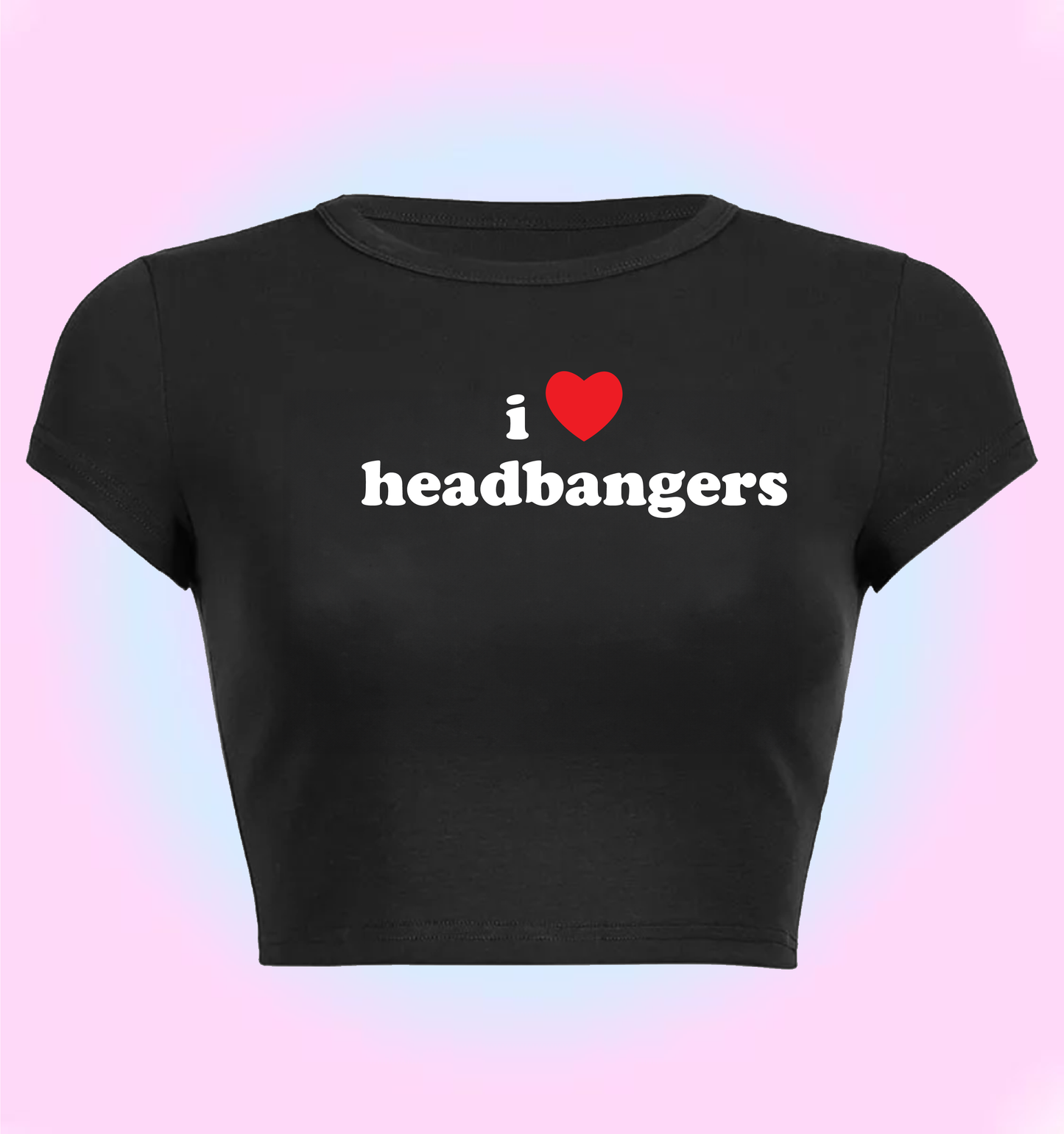 "I love headbangers" cropped y2k baby tee