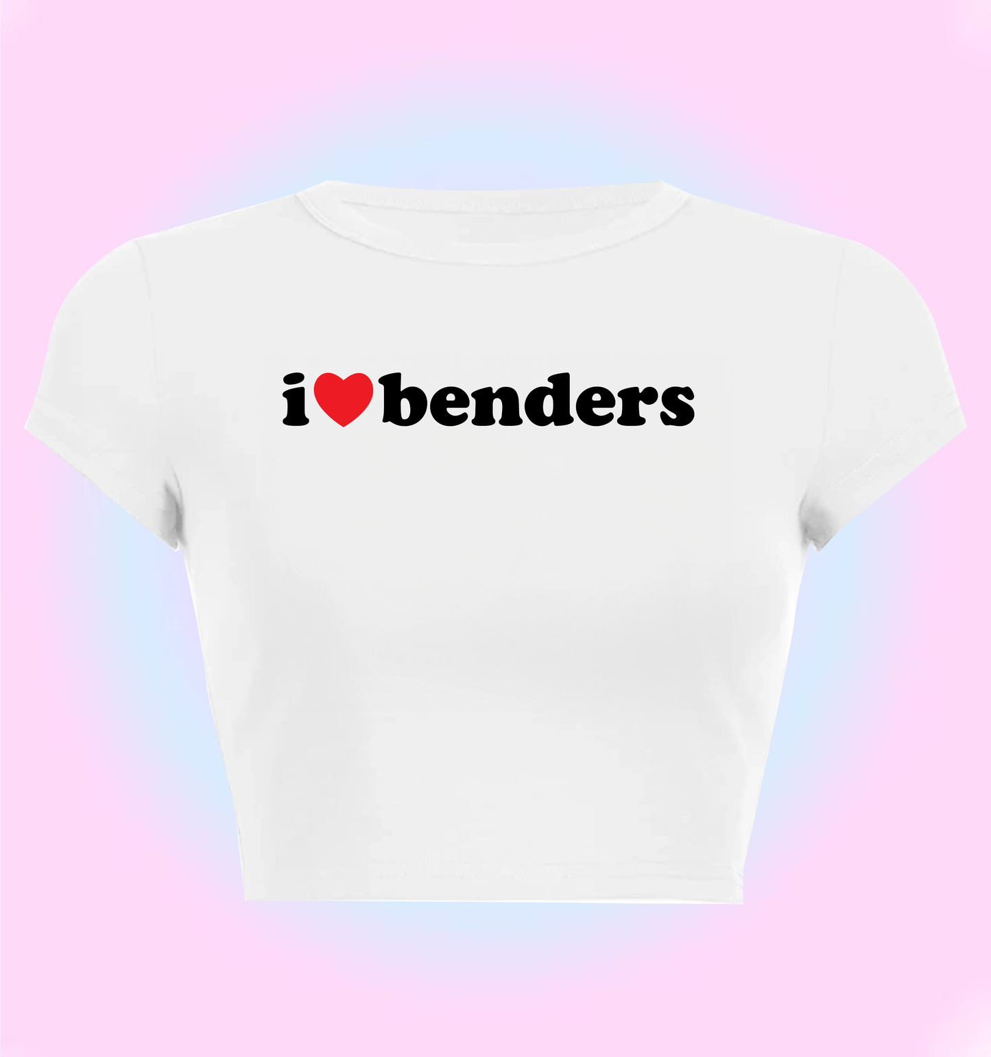 "I love benders" cropped y2k baby tee