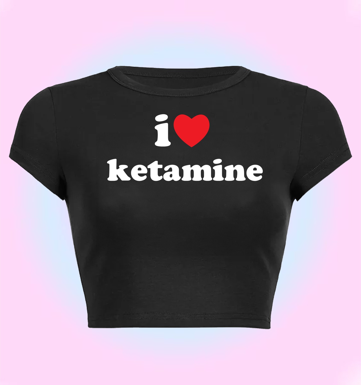 "I love ketamine" cropped y2k baby tee
