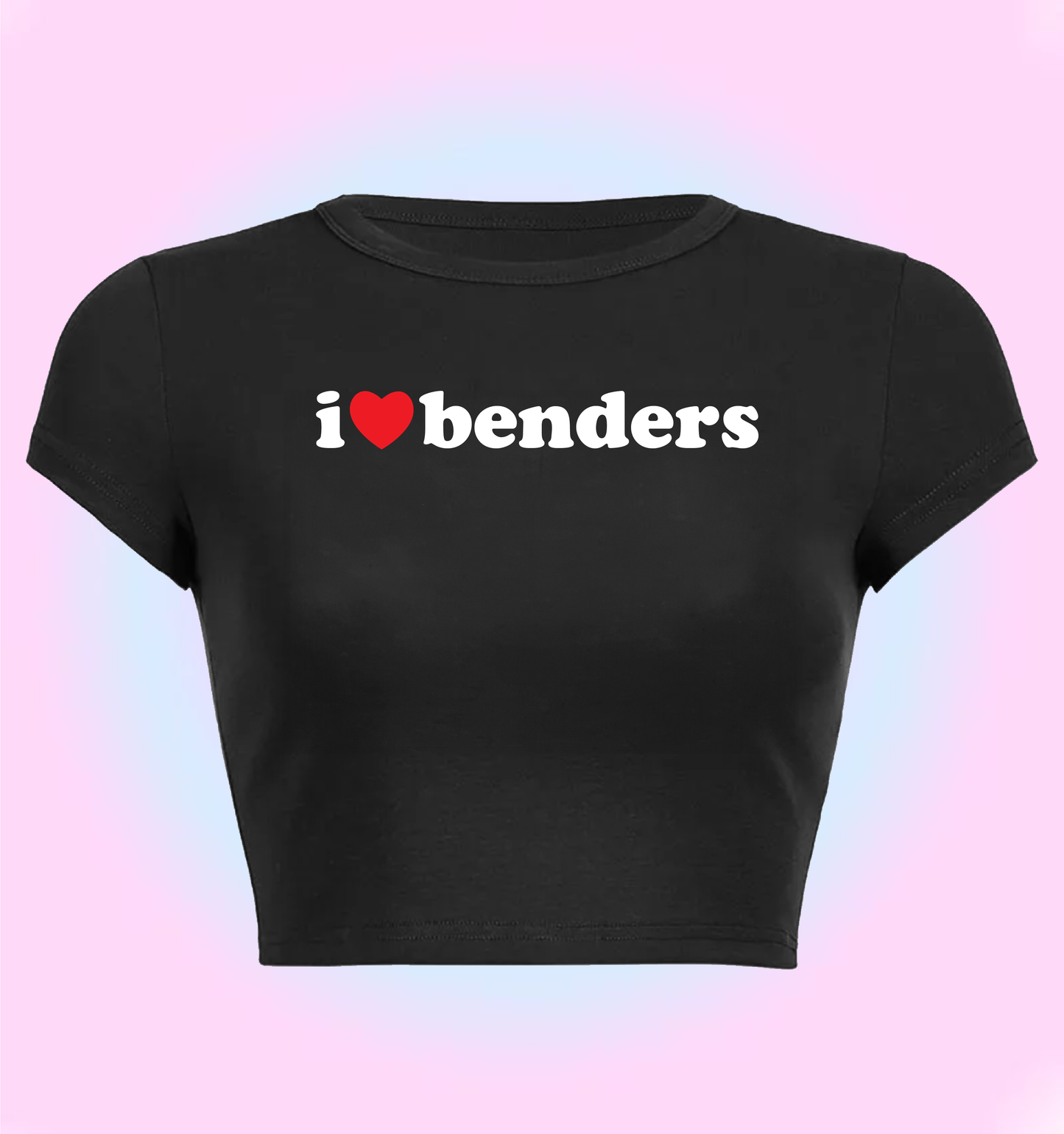 "I love benders" cropped y2k baby tee