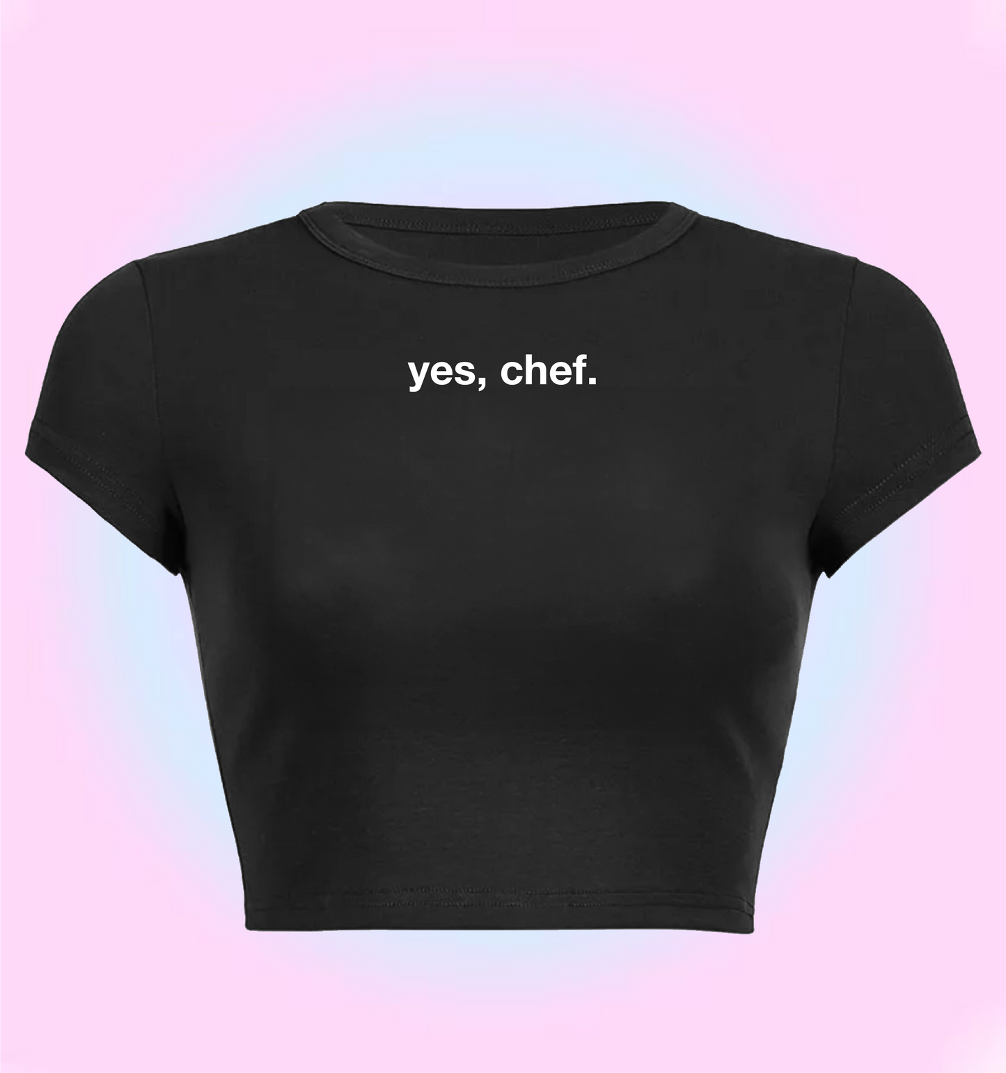 "yes, chef" cropped y2k baby tee