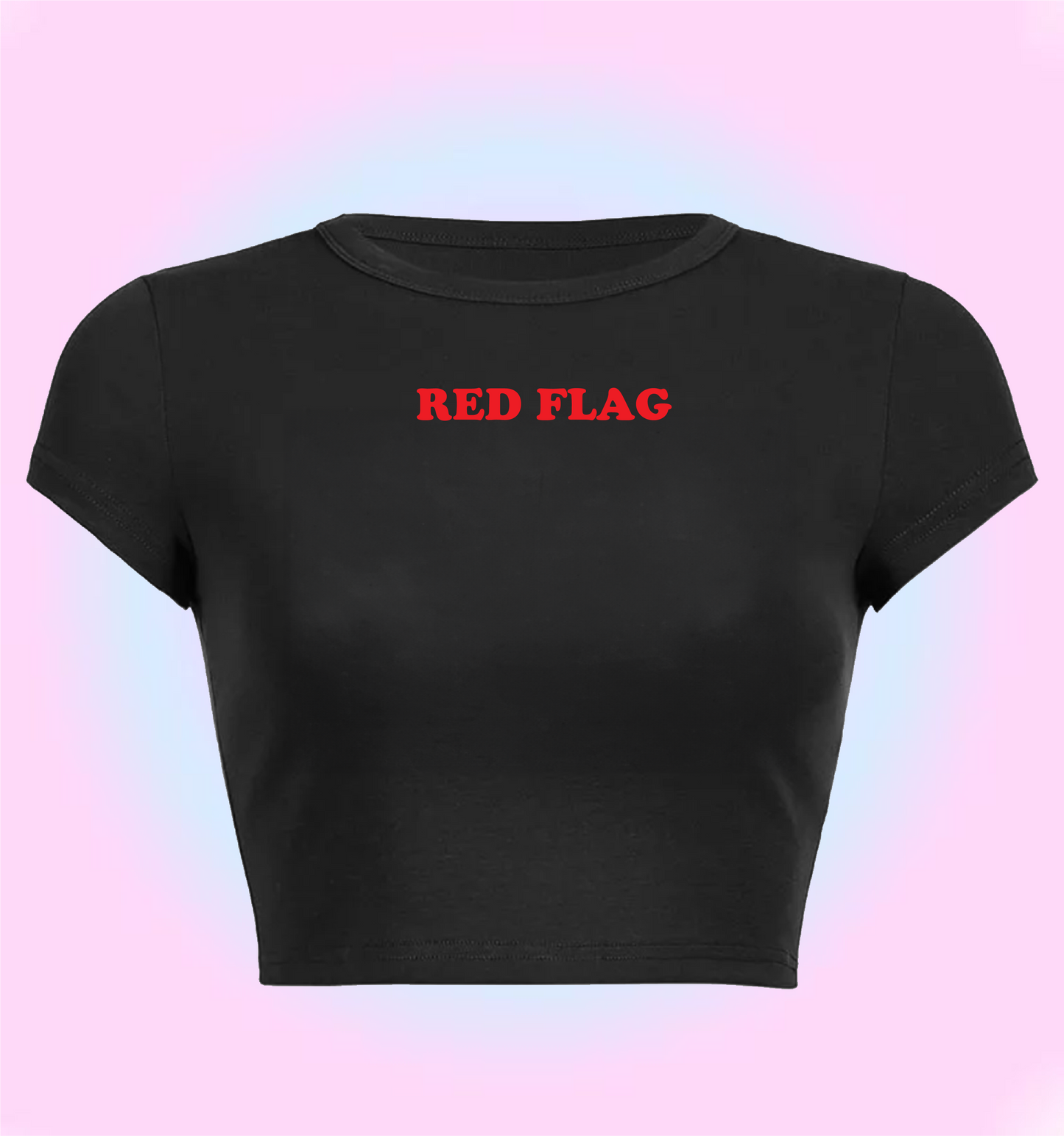 "red flag" cropped y2k baby tee