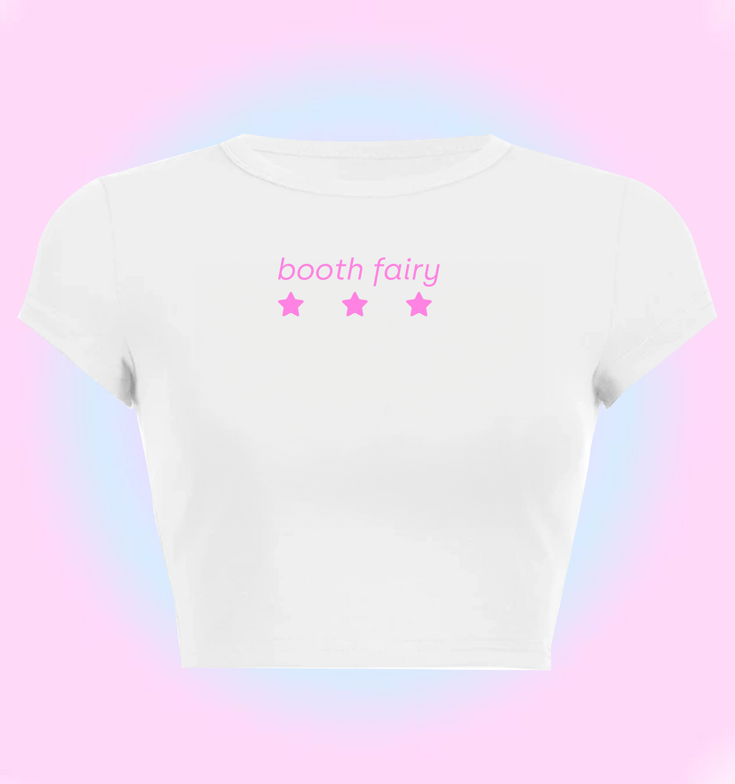 "booth fairy" cropped y2k baby tee
