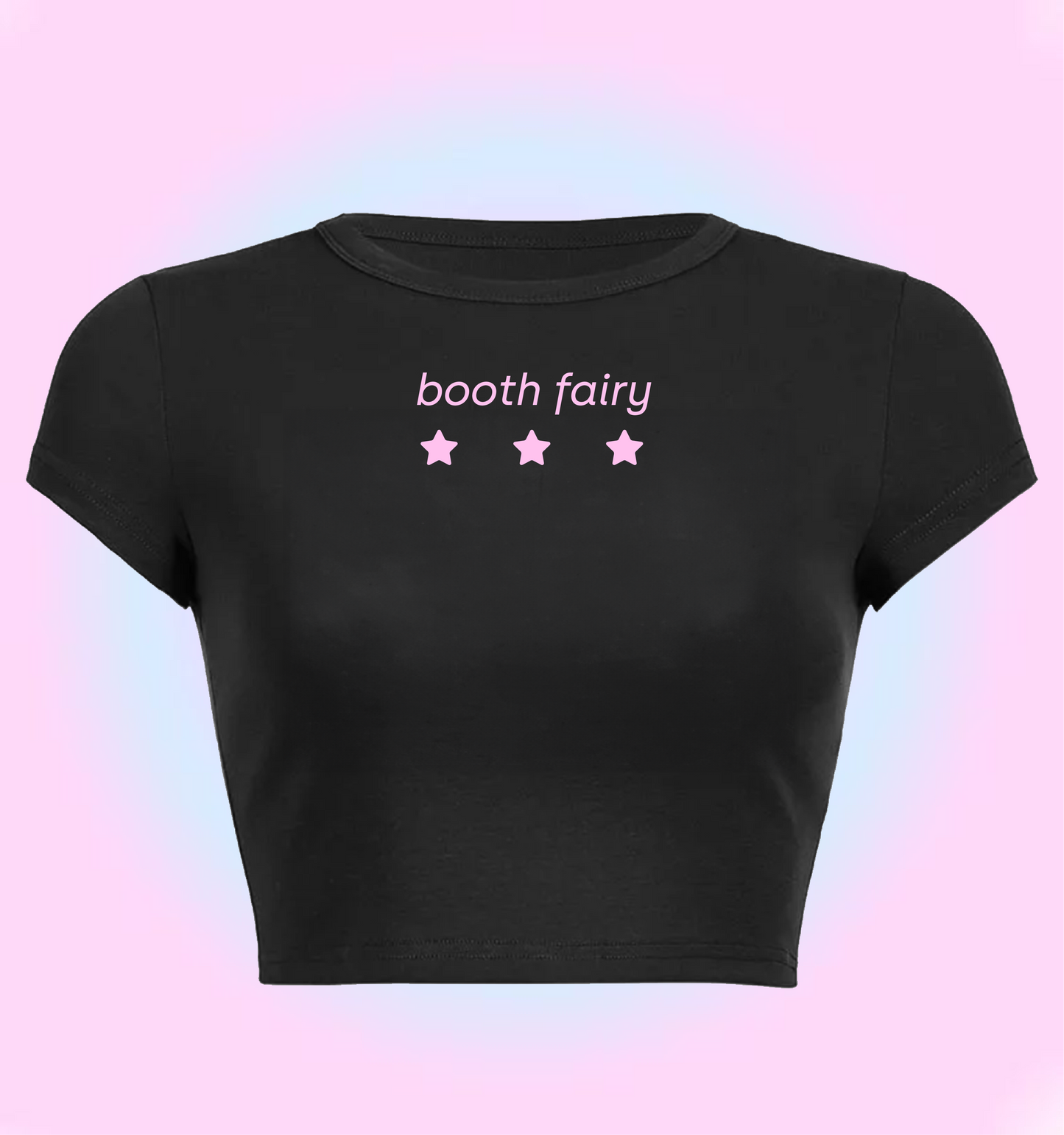 "booth fairy" cropped y2k baby tee