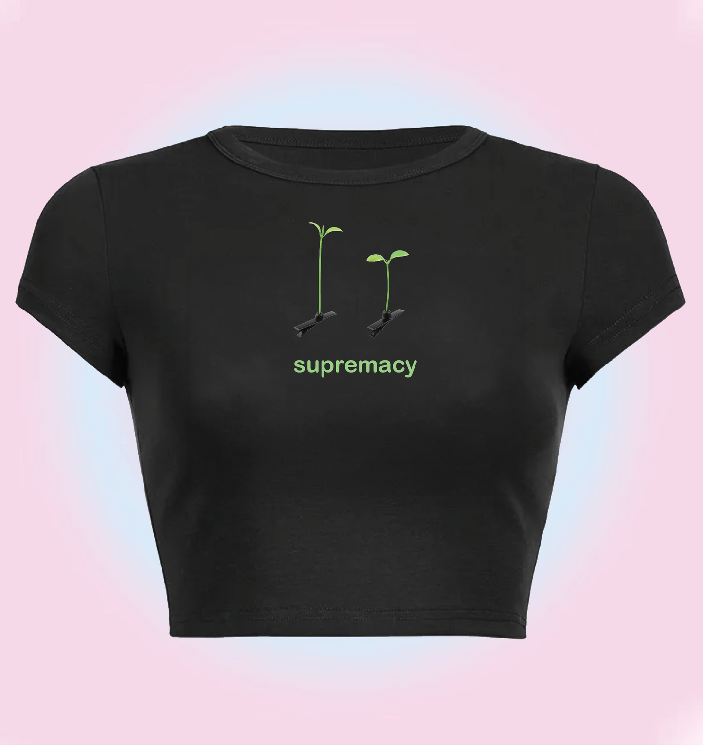 "sprout supremacy" cropped y2k baby tee