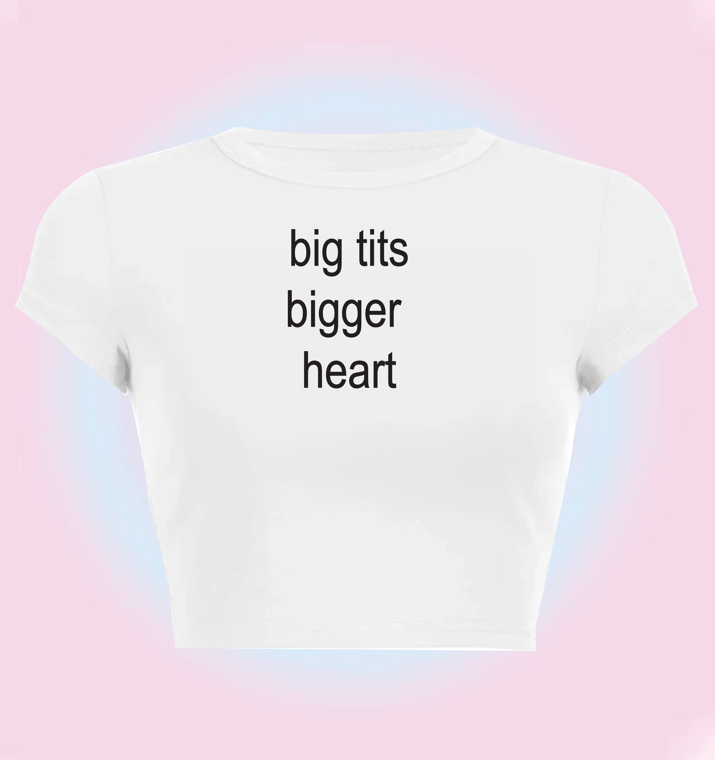 "big tits, bigger heart" cropped y2k baby tee