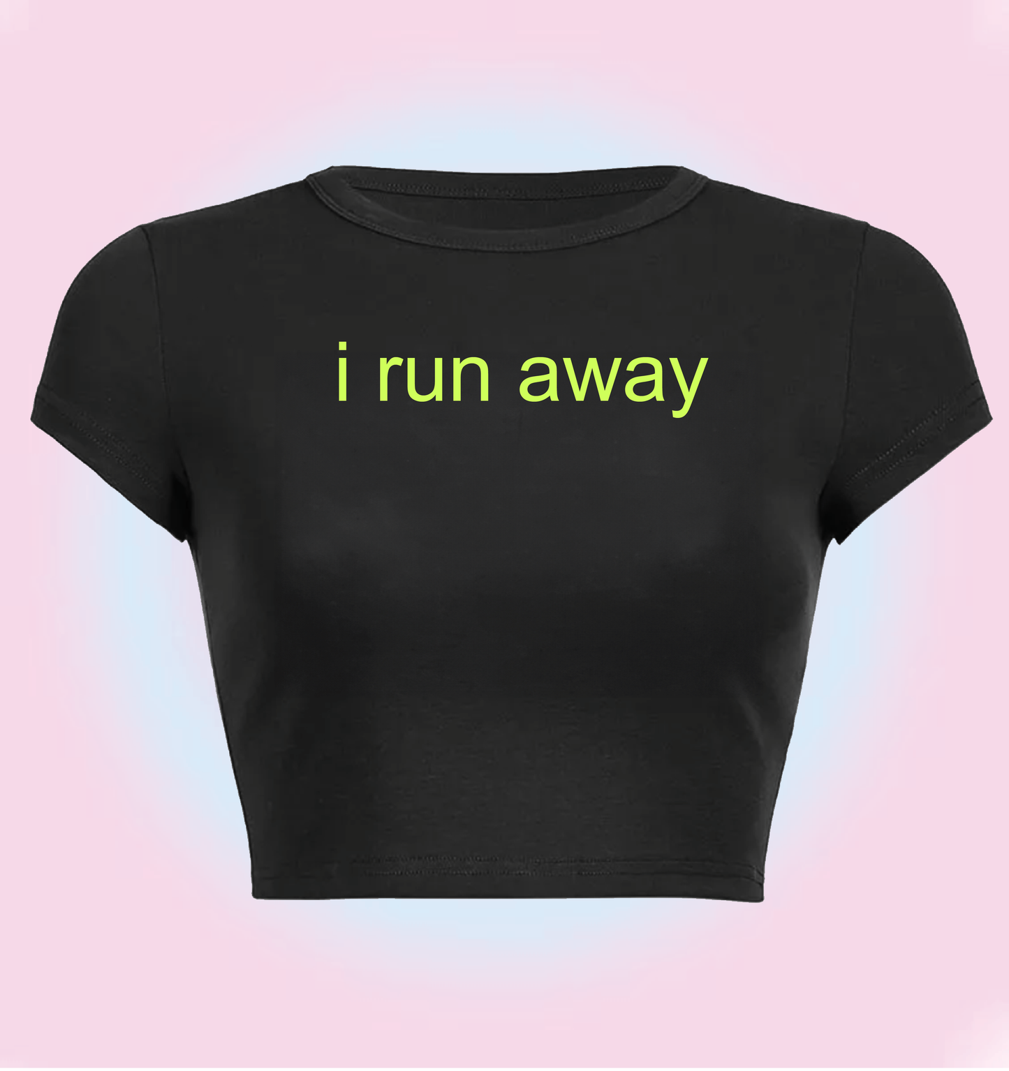 "I run away" cropped y2k baby tee