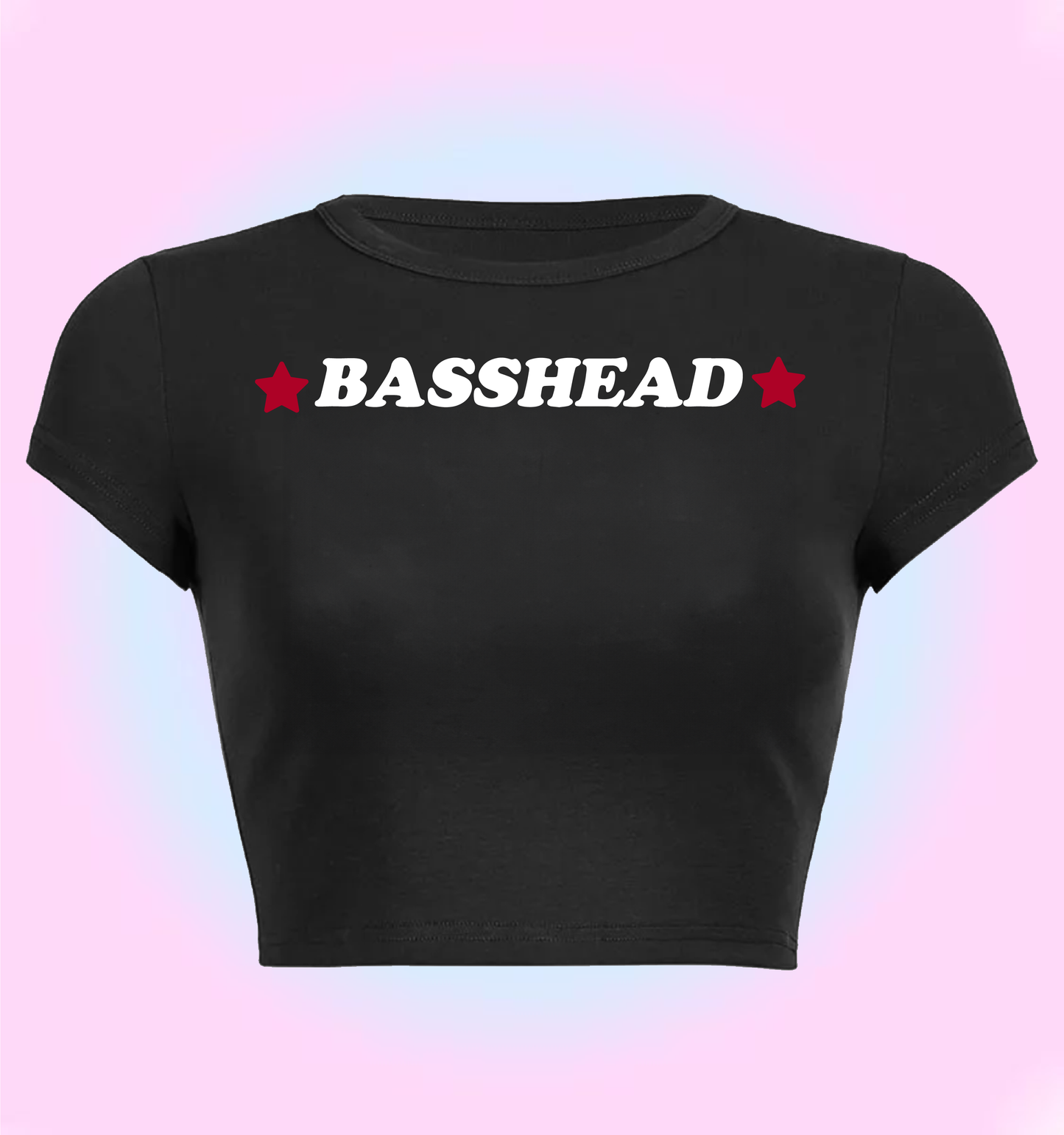 "basshead" cropped y2k baby tee