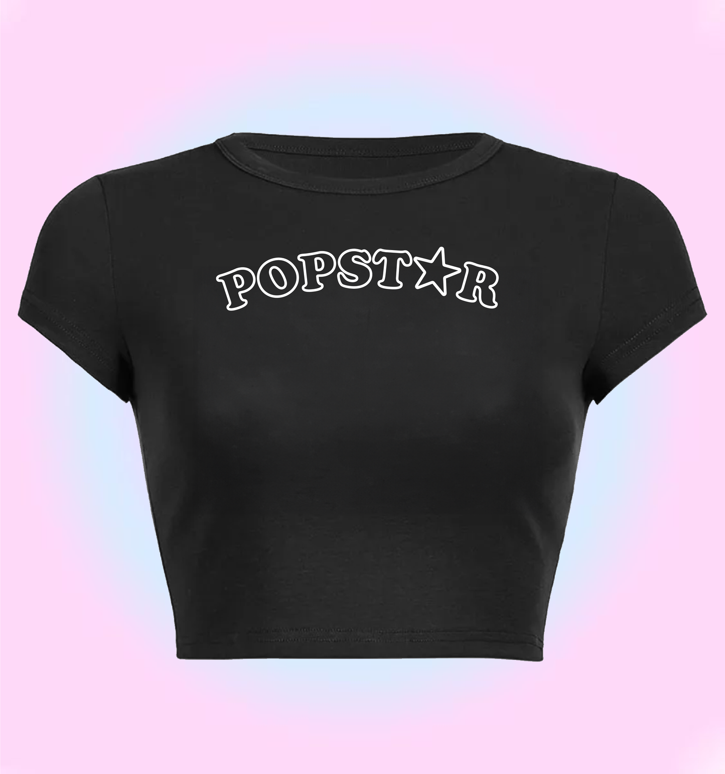 "Popstar" cropped y2k baby tee