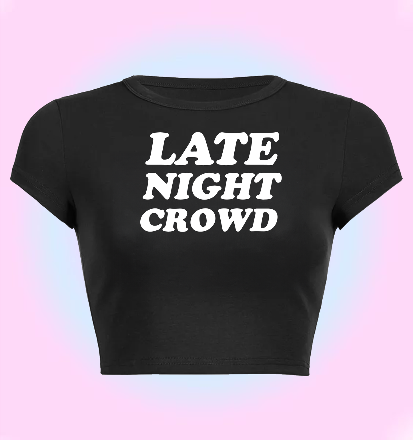 "Late night crowd" cropped y2k baby tee