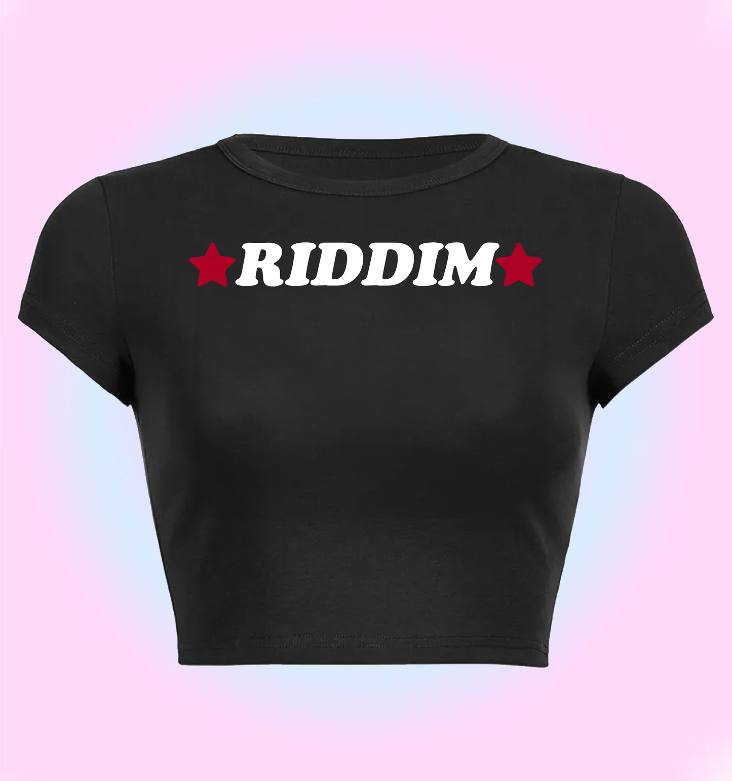 "riddim" cropped y2k baby tee