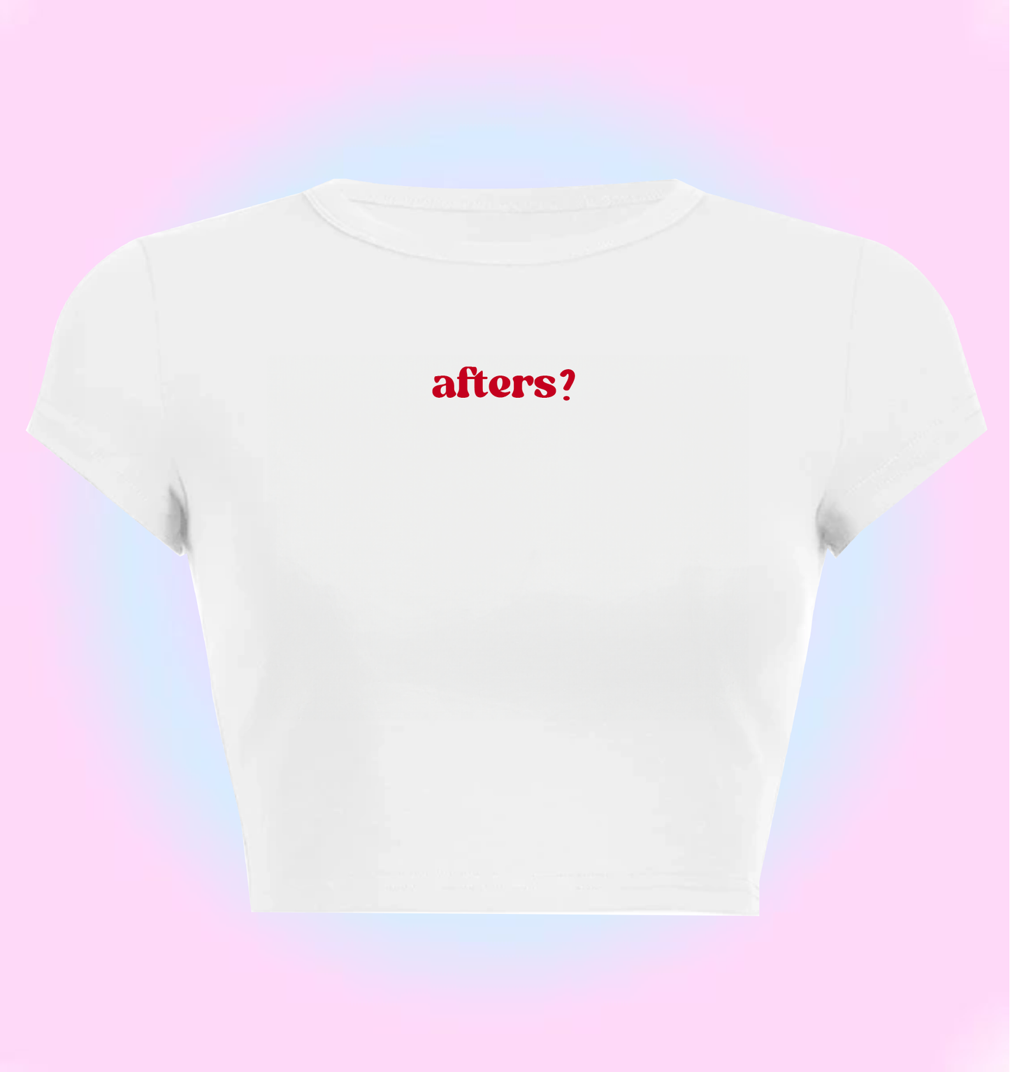 "afters?" cropped y2k baby tee