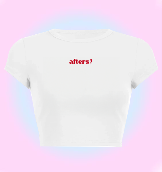 "afters?" cropped y2k baby tee