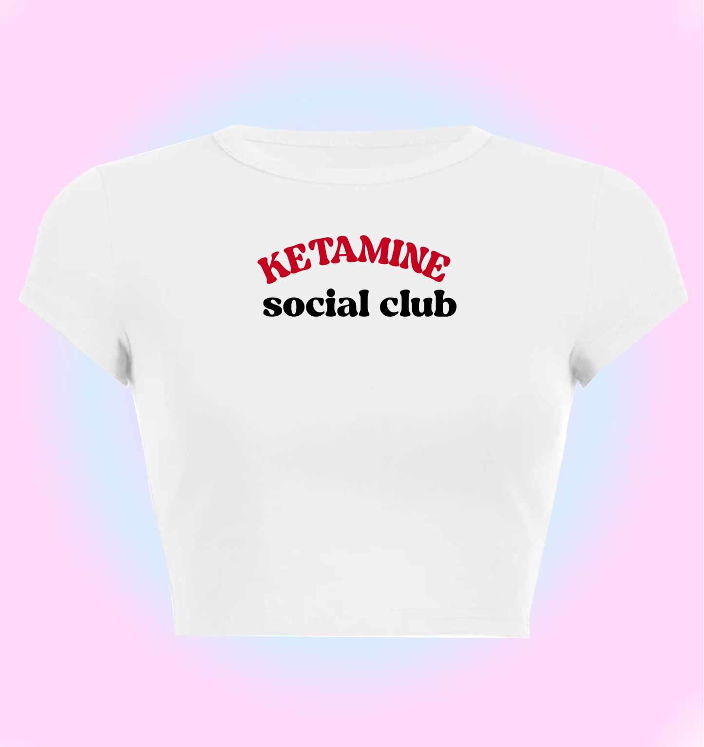"Ketamine social club" cropped y2k baby tee