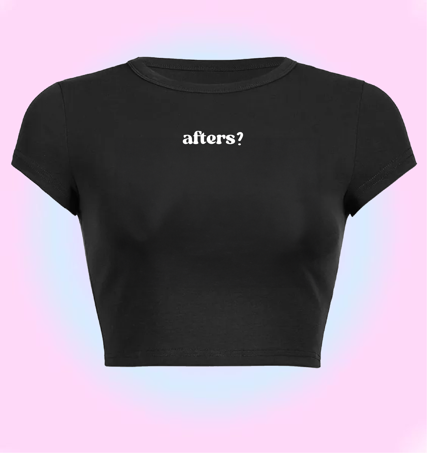 "afters?" cropped y2k baby tee