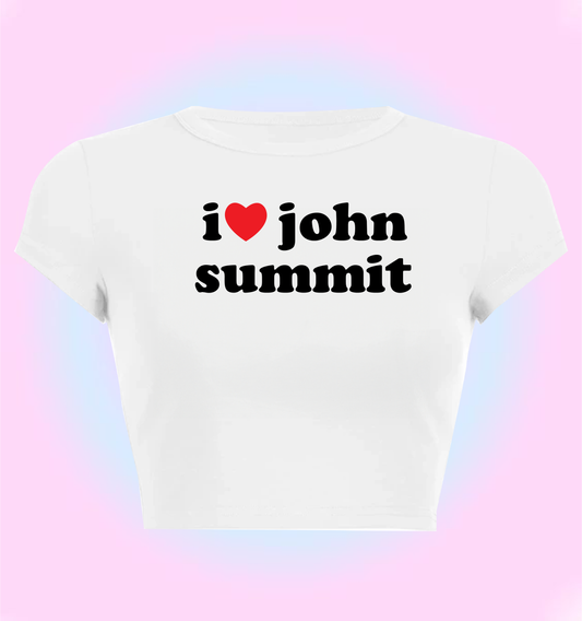 "I love john summit" cropped y2k baby tee