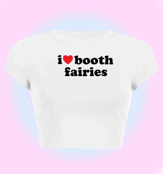"I love booth fairies" cropped y2k baby tee