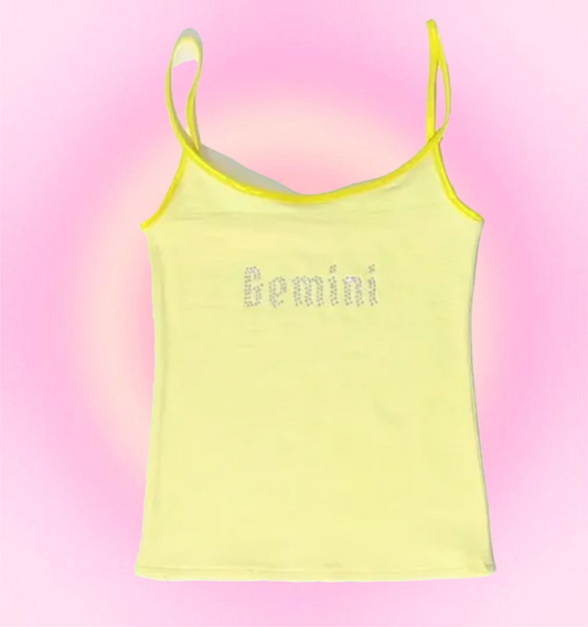 gemini rhinestone cami (yellow)