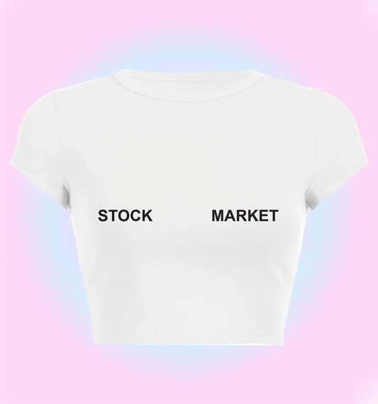 "stock market" cropped y2k baby tee