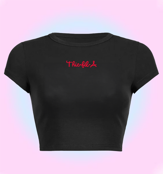 "thic-fil-a" cropped y2k baby tee