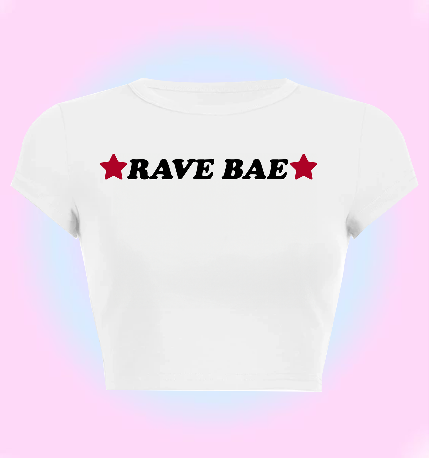 "rave bae" cropped y2k baby tee