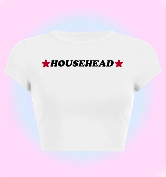 "househead" cropped y2k baby tee