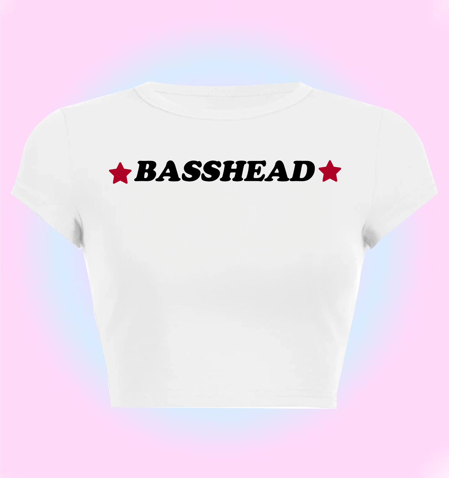 "basshead" cropped y2k baby tee