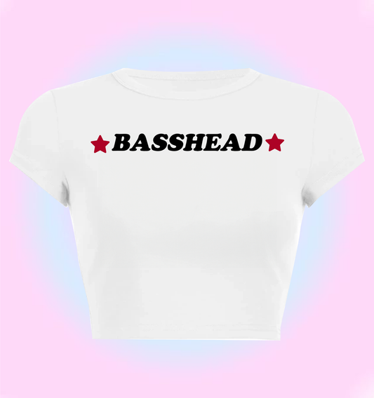 "basshead" cropped y2k baby tee