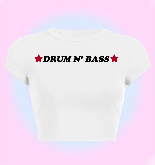"Drum N Bass" cropped y2k baby tee