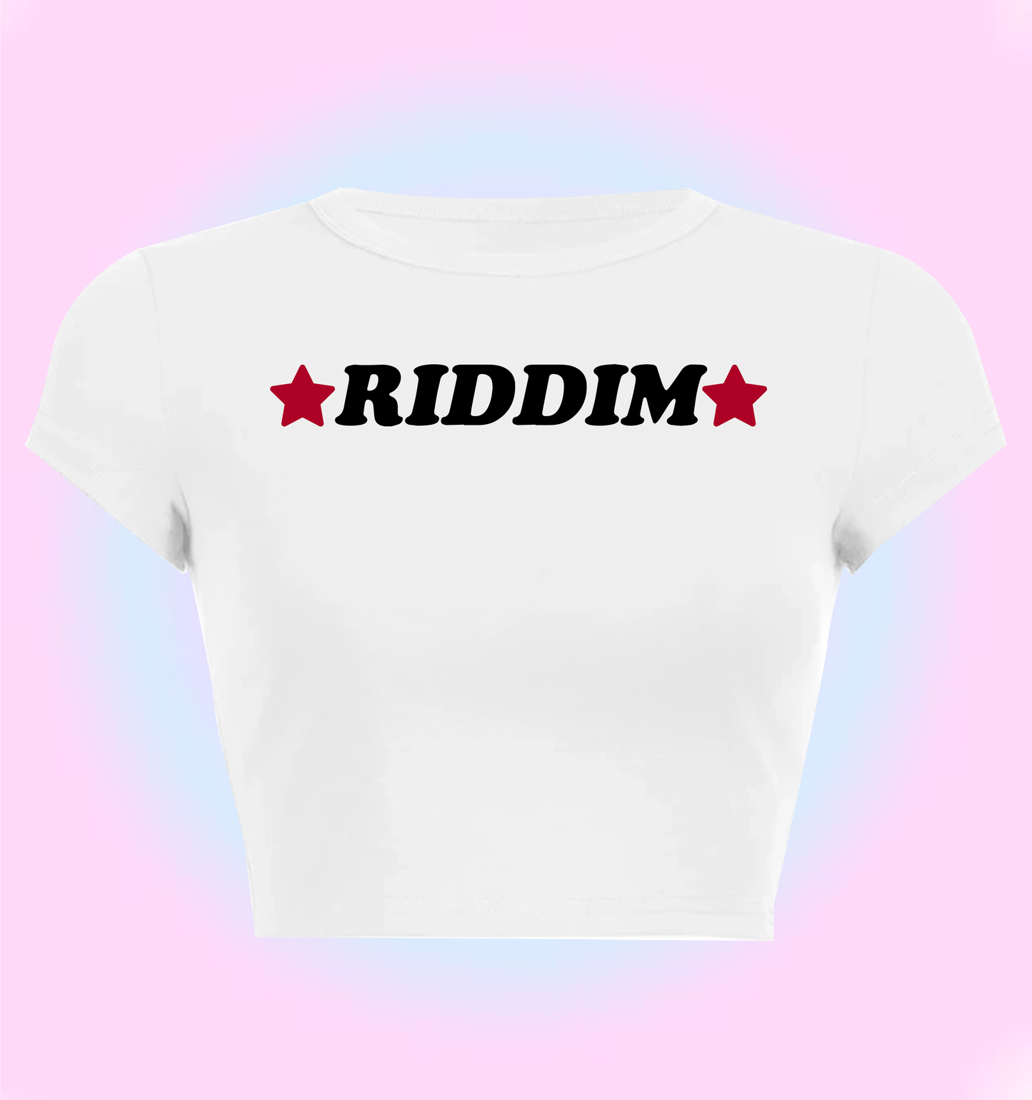 "riddim" cropped y2k baby tee
