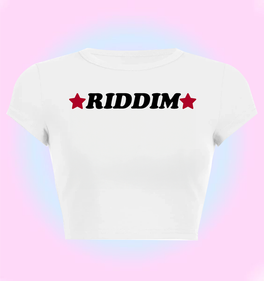 "riddim" cropped y2k baby tee