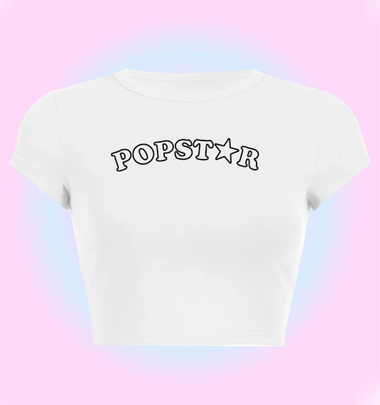 "Popstar" cropped y2k baby tee
