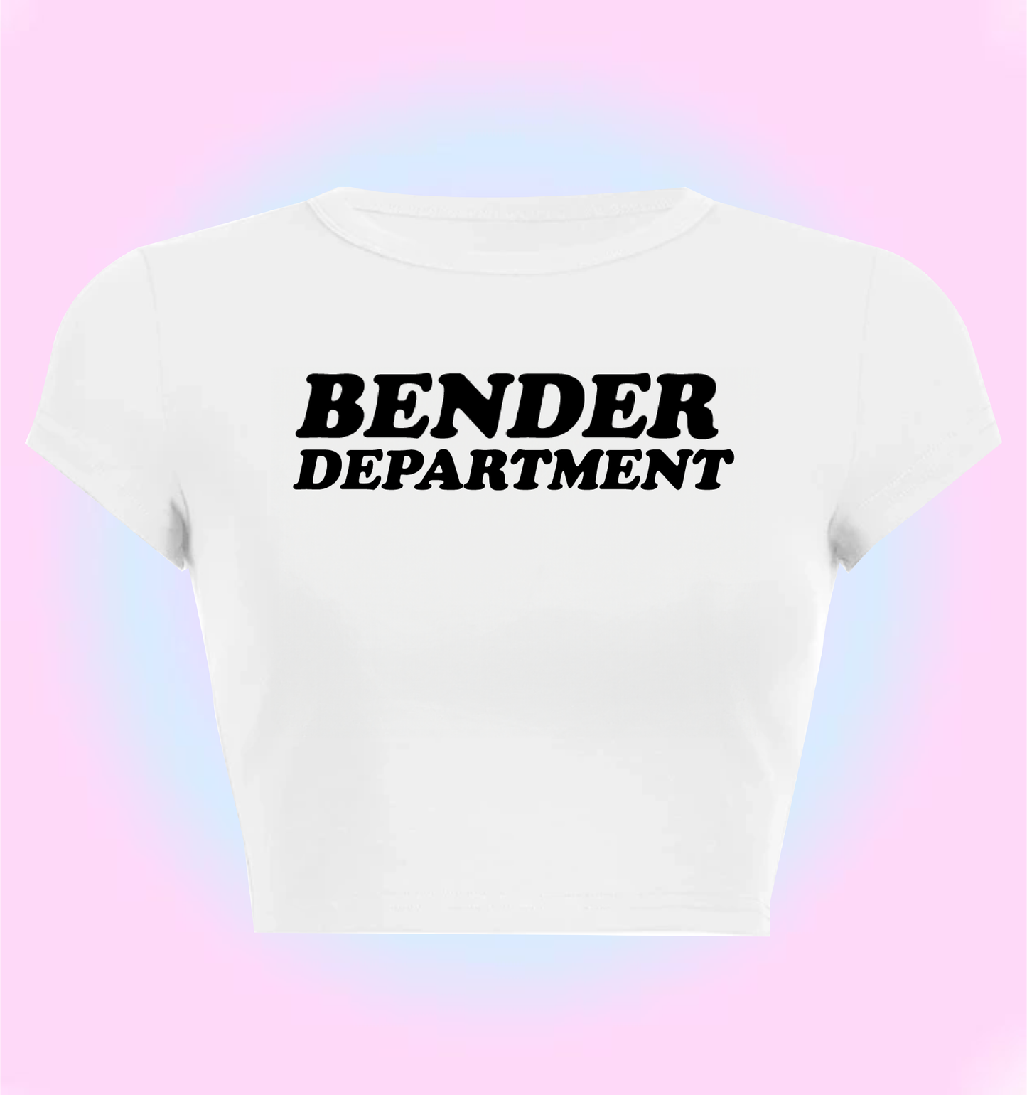 "Bender department" cropped y2k baby tee
