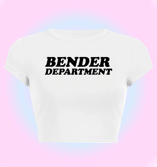 "Bender department" cropped y2k baby tee